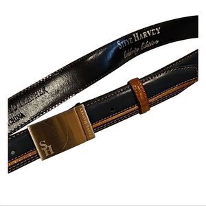 Navy Blue and Tan Mens Belt Steve Harvey Collection